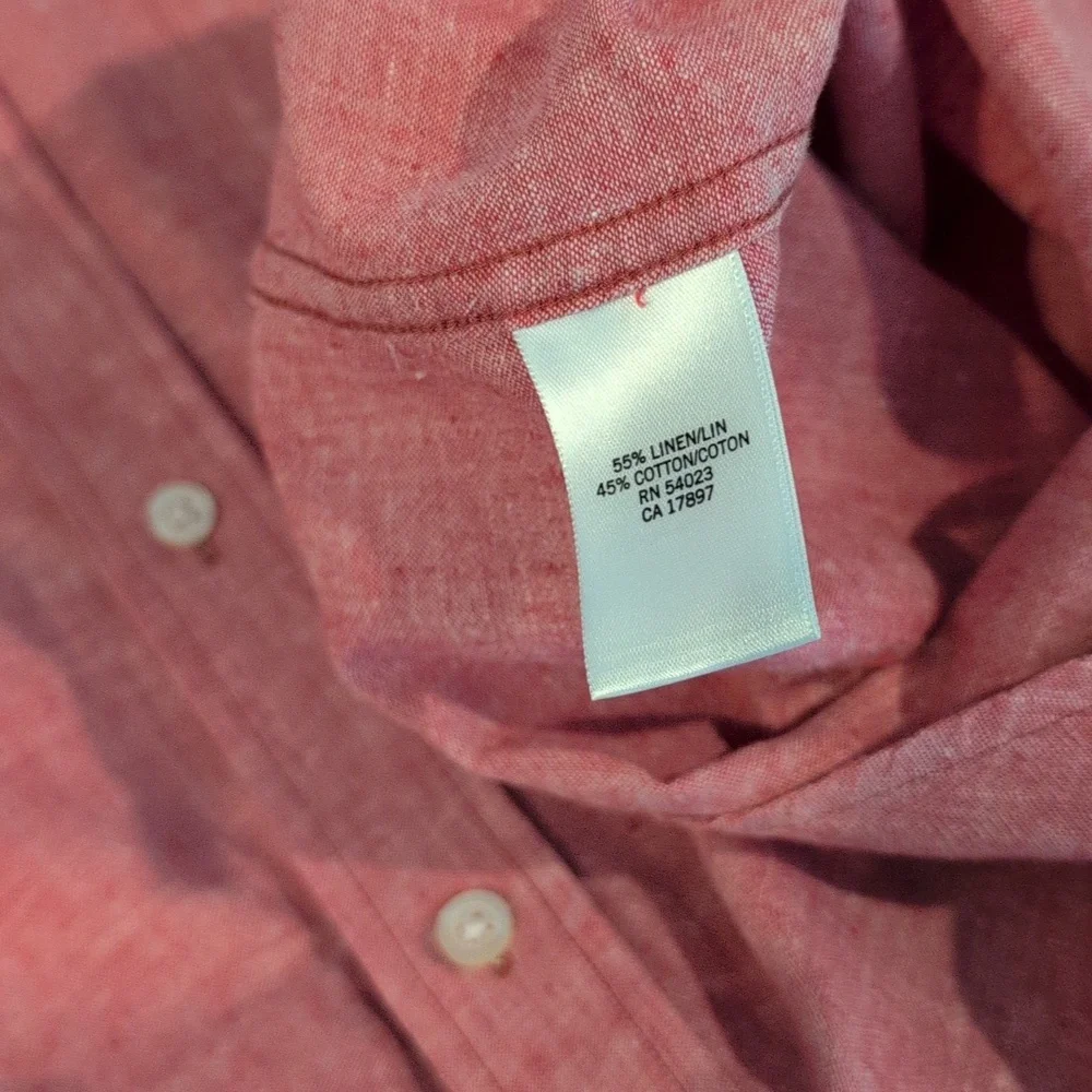 Banana Republic Men's L Regular Fit Linen- Cotton Button Down Long Sleeve Shirt